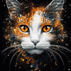Orange Cat Digital Poster, High Resolution images,painted effect, Printable Art, Instant Downloadable Prints, digital Art, cat,  Home Decor