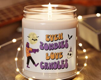 Zombie Halloween Candle: Funny Fall Decor, Natural Soy Wax