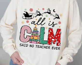 おもしろい先生のクリスマスシャツ：快適なカラーの長袖Tシャツ