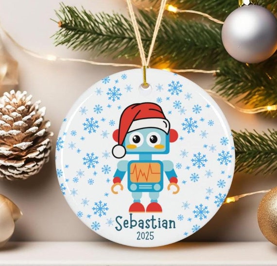 Personalized Robot Christmas Ornament Holiday Decor Gift Christmas