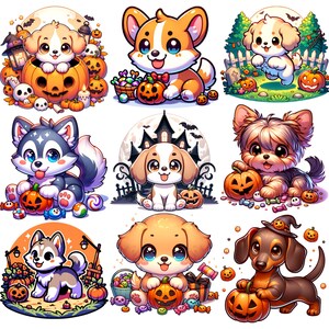 Cute Halloween Dog Clipart Bundle, Cute Puppy clipart, Halloween PNG, Puppy PNG, Dog PNG, Instant Download png Designs, Sublimation, Crafts