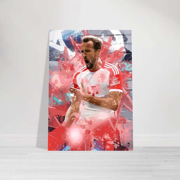 Harry Kane Premium Poster Matt – Sport Kunst, Büro, Wandkunst, Wanddeko, Geschenke für Fußballfreunde