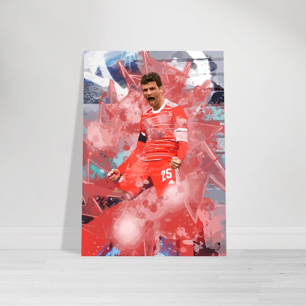 Thomas Müller Premium Poster Matt – Sport Kunst, Büro,Wandkunst, Wanddeko, Geschenke für Fußballfreunde