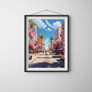 Japenese Los Angeles | Travel Print LA Wall Art California Travel Poster Skyline Illustration LA Cityscape Print Gift For LA Japan Lover