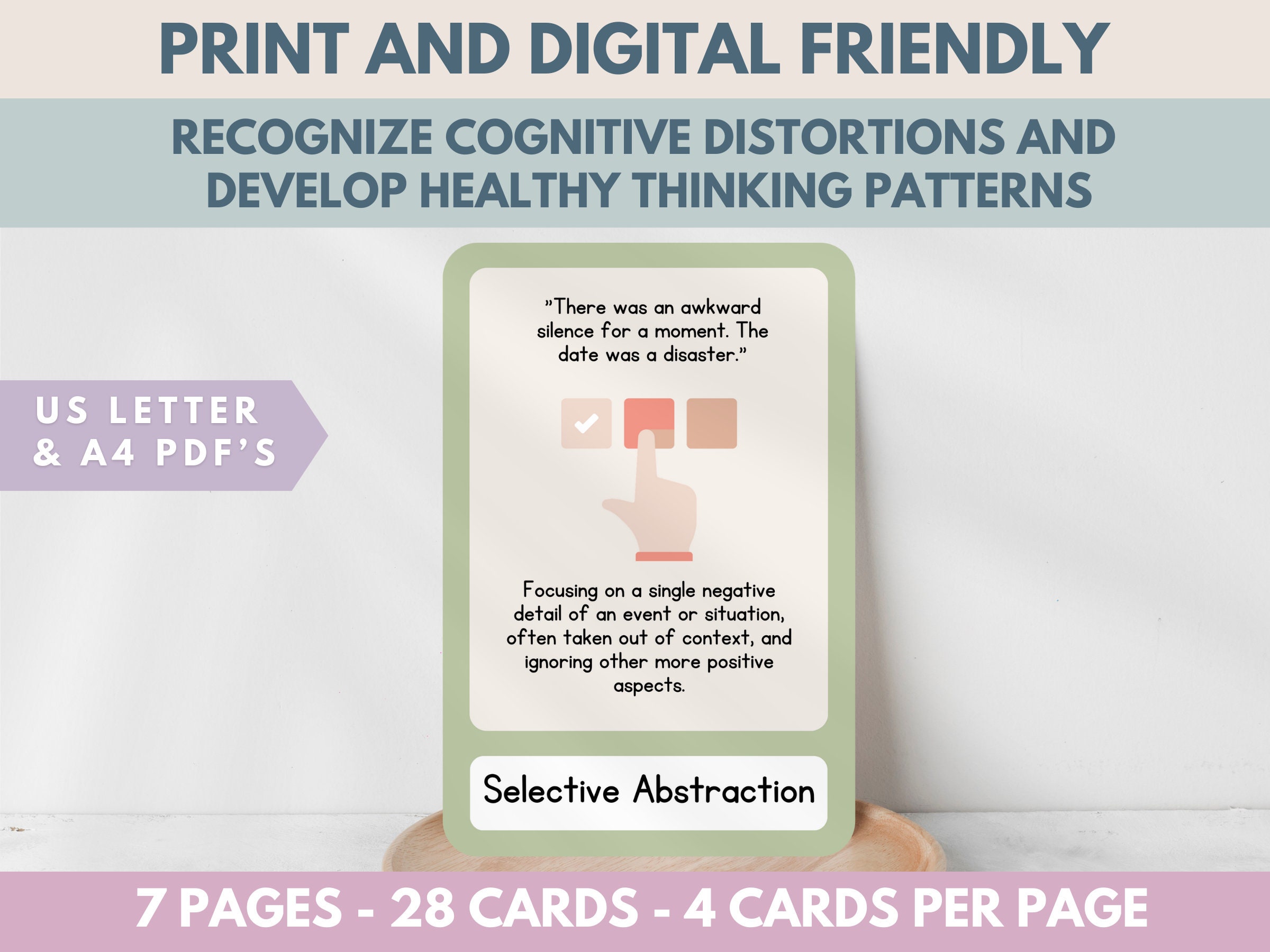 Cognitive Distortion Flashcards: CBT Therapy Tools (digital Download ...