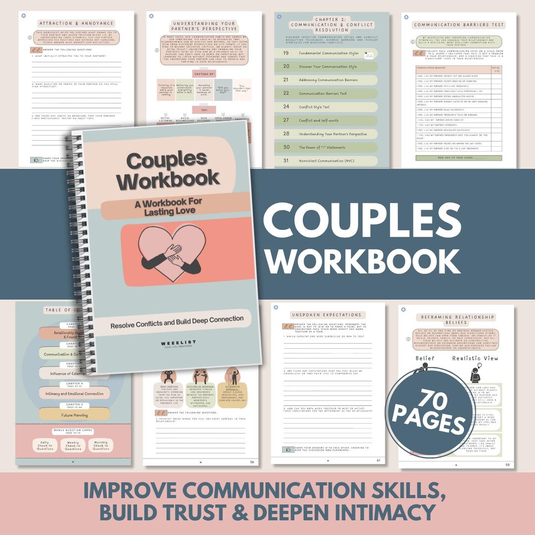 Couples Therapy Workbook: Relationship Communication, Intimacy ...