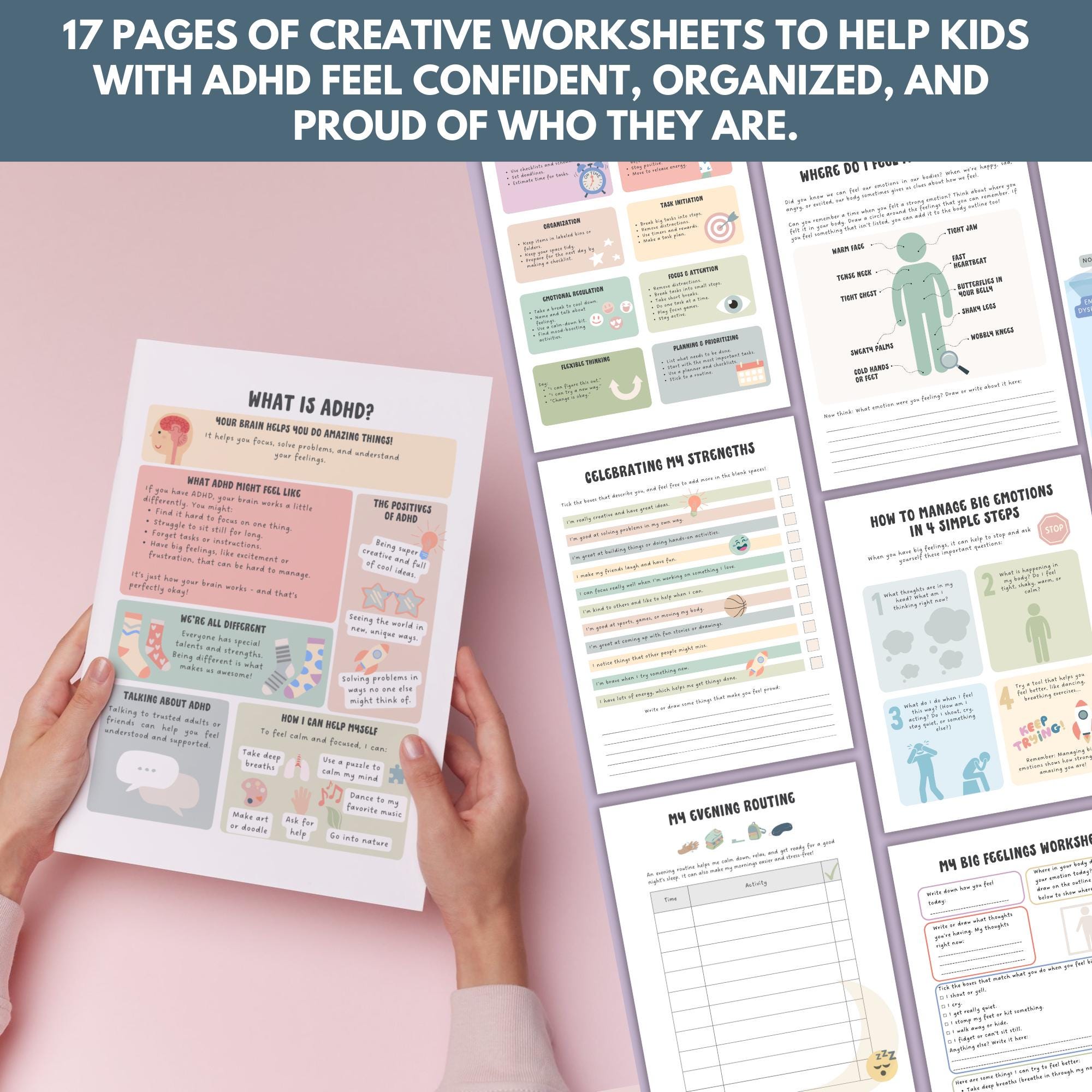ADHD Worksheets: Kids & Teens Coping Skills, Emotional Regulation (PDF ...