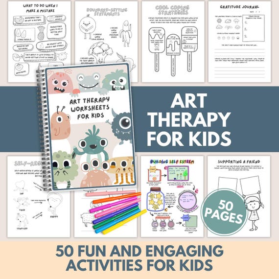 Art Therapy Worksheets for Kids: Feelings, SEL, DBT (PDF) School Counselor Teacher