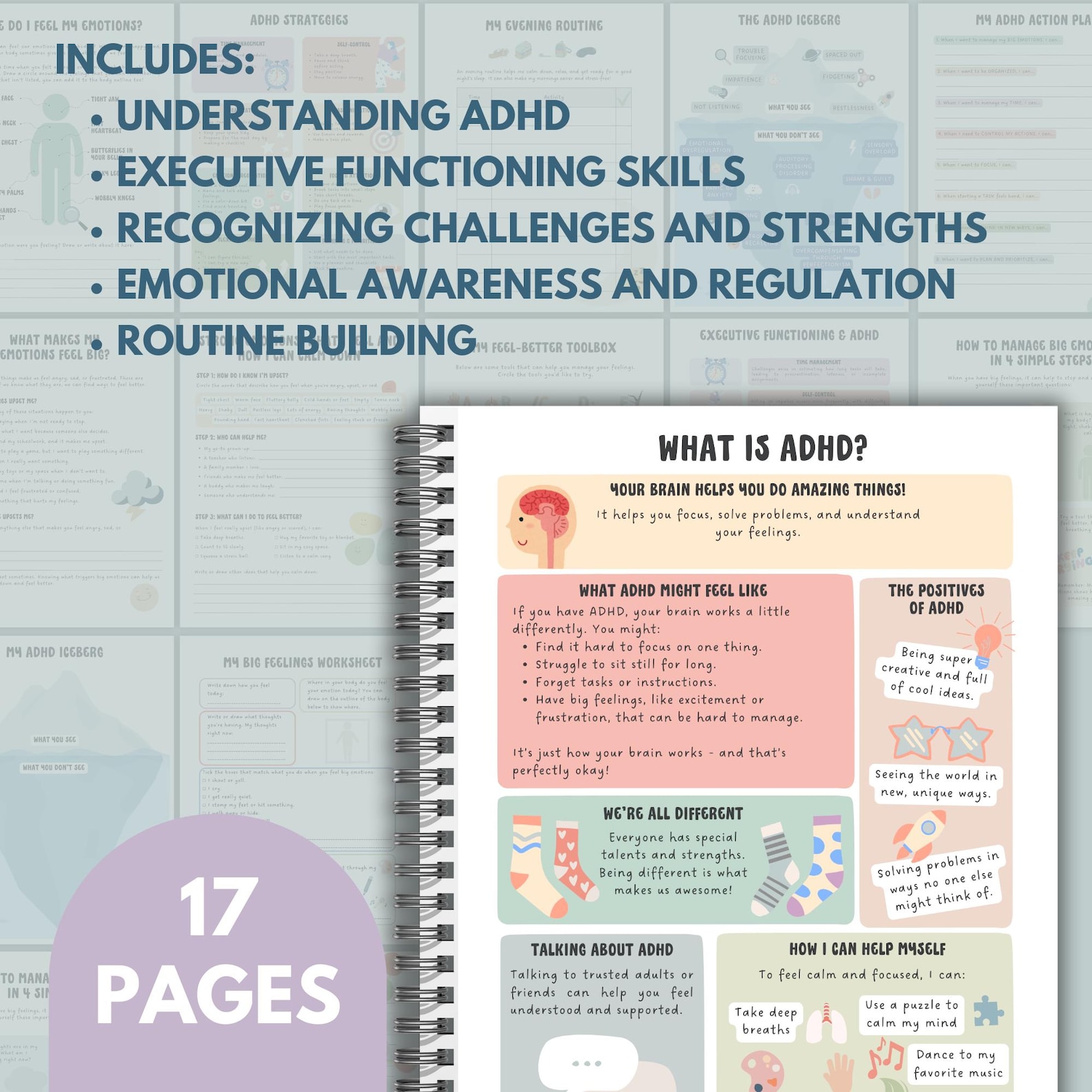 ADHD Worksheets: Kids & Teens Coping Skills, Emotional Regulation (PDF ...