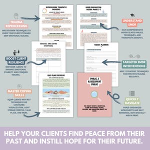 EMDR Therapy Workbook for Therapists: Treatment Plan, Worksheets, Flashcards (PDF Downloadable Guide) image 8