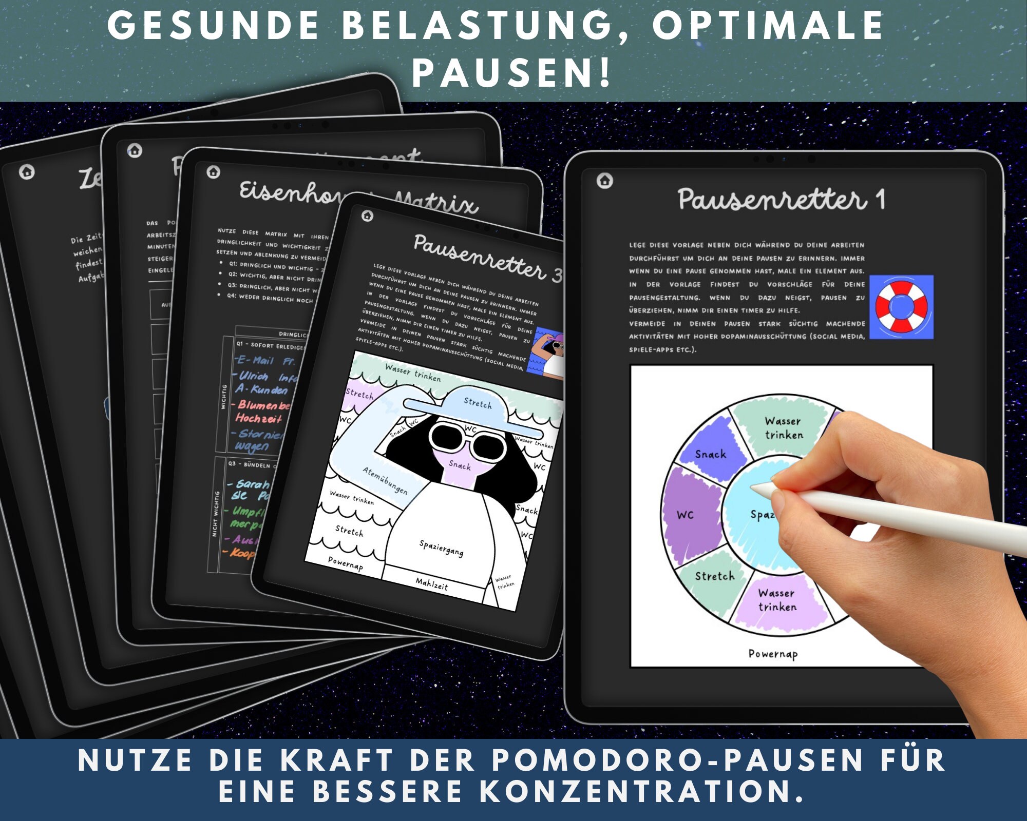 ADHS Digitaler Kalender Tagesplaner DARKMODE Zeitmanagement Für