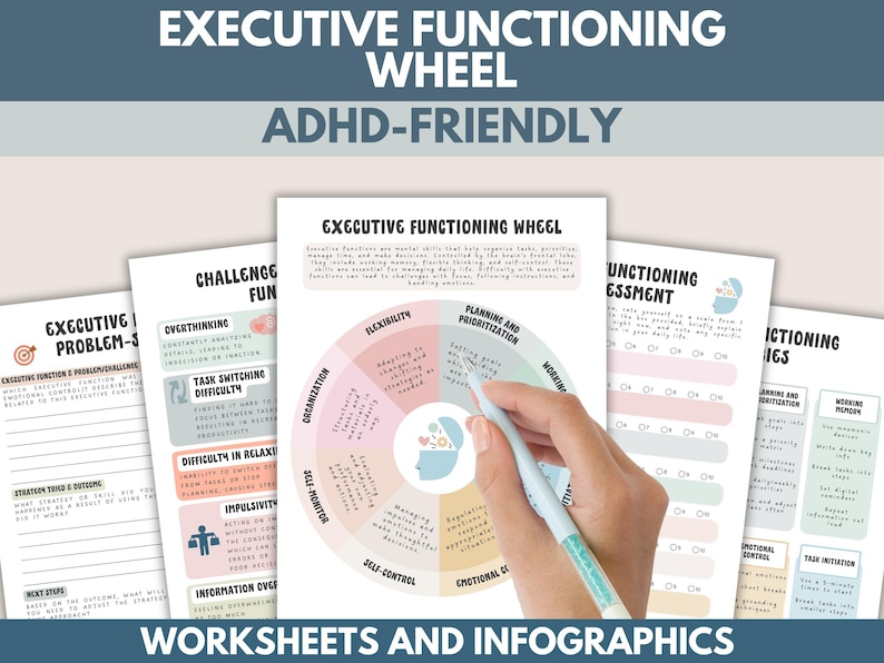 Executive Functioning Worksheets: Skills Tracker, ADHD Autism CBT (PDF ...
