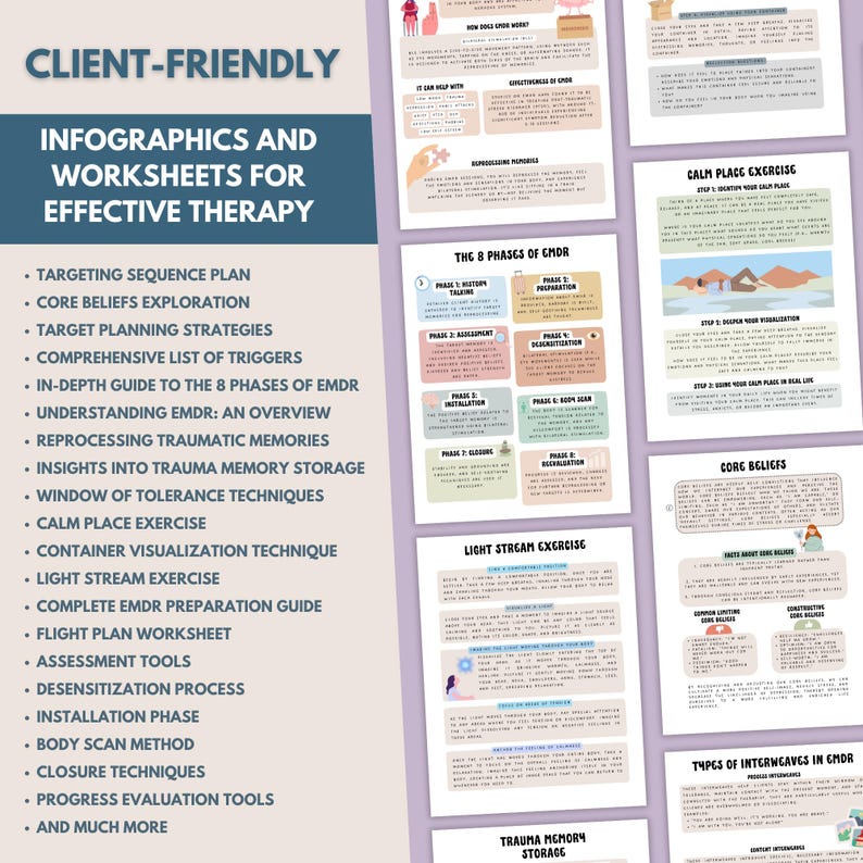 EMDR Therapy Workbook for Therapists: Treatment Plan, Worksheets, Flashcards (PDF Downloadable Guide) image 7