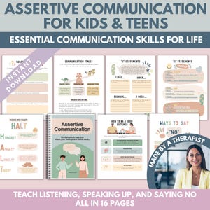 Assertieve communicatie voor kinderen, assertieve tieners, werkbladen, werkboek, flitskaarten, communicatiestijlen, dbt, act, therapiebron