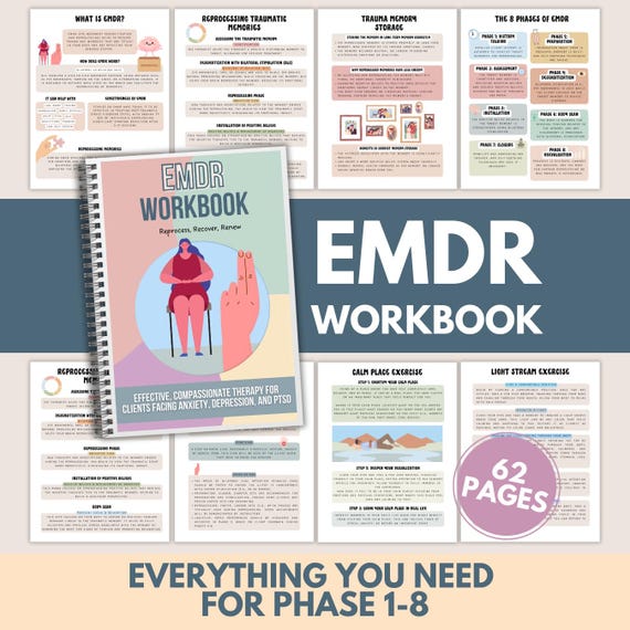 EMDR Therapy Workbook for Therapists: Treatment Plan, Worksheets, Flashcards (PDF Downloadable Guide)