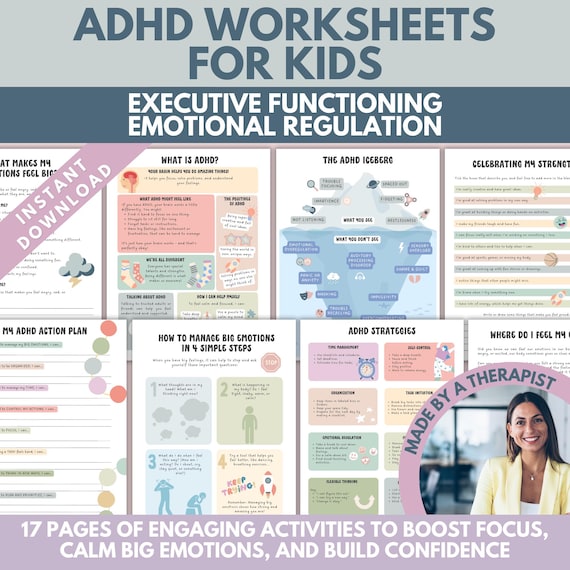 ADHD Worksheets Kids Teens, Coping Skills, Iceberg, Executive ... Adhd worksheets kids teens, coping skills, iceberg, executive ...