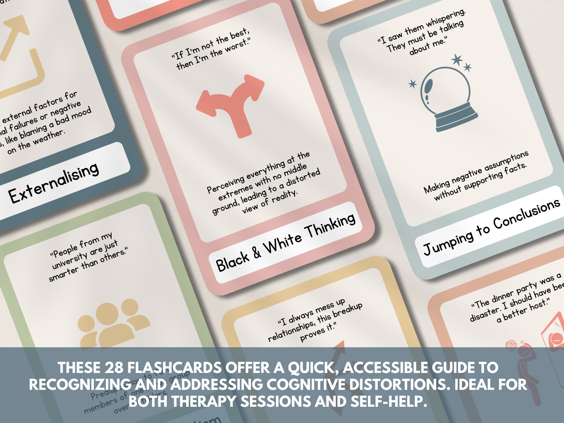Cognitive Distortion Flashcards: CBT Therapy Tools (digital Download ...