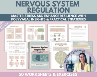 Nervous System Regulation Workbook, Somatic Exercise Polyvagal Theory Ladder Vagus Vagal Nerve Therapy Techniques Worksheets Co-regulation