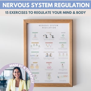 Nervous System Regulation Poster, Somatic Exercises, Self Regulation, Therapy Counselor Office Decor, Psychology, Mental Health CBT DBT ACT