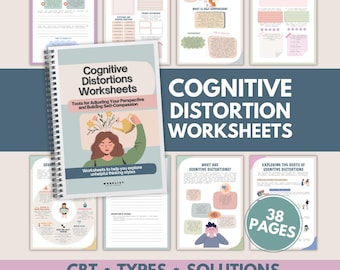 Cognitive Distortion Worksheets: CBT Therapy Coping Skills (PDF Download)
