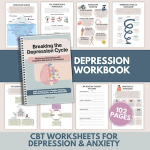Depression Cycle Workbook, CBT Anxiety Coping Skills (Digital Download)