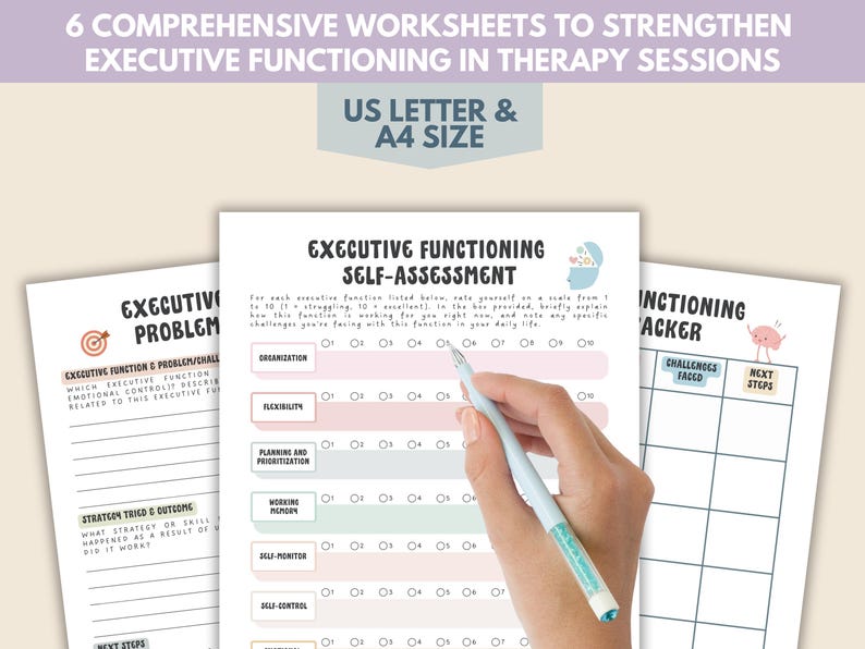 Executive Functioning Worksheets: Skills Tracker, ADHD Autism CBT (PDF ...