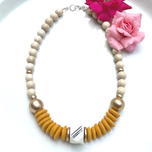 Orange Statement necklace gift for women beaded necklace game day jewelry graduation gift wooden bead first day of school gift go tigers