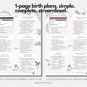 Geboorteplan sjabloon + C-sectie geboorteplan - bewerkbare checklist - Canva/PDF voorkeurensjablonen - Doula-gemaakt - diepgaand - voor ziekenhuis