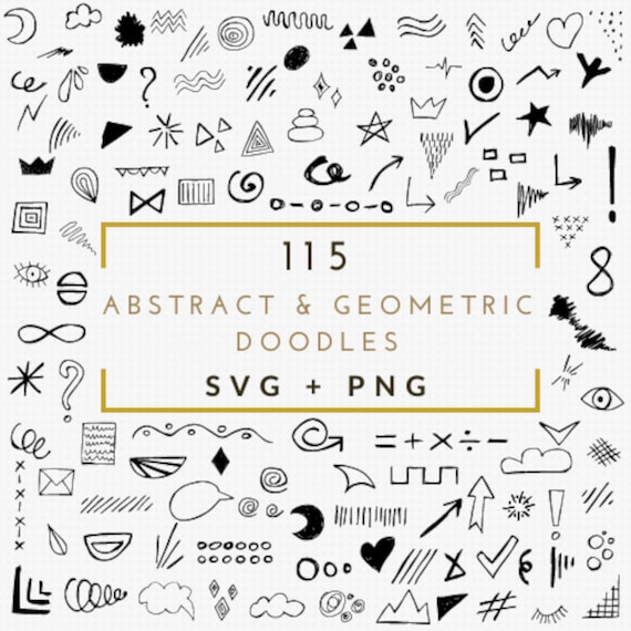Hand-Drawn Doodle Clipart: Abstract Geometric Graphics (SVG, PNG)