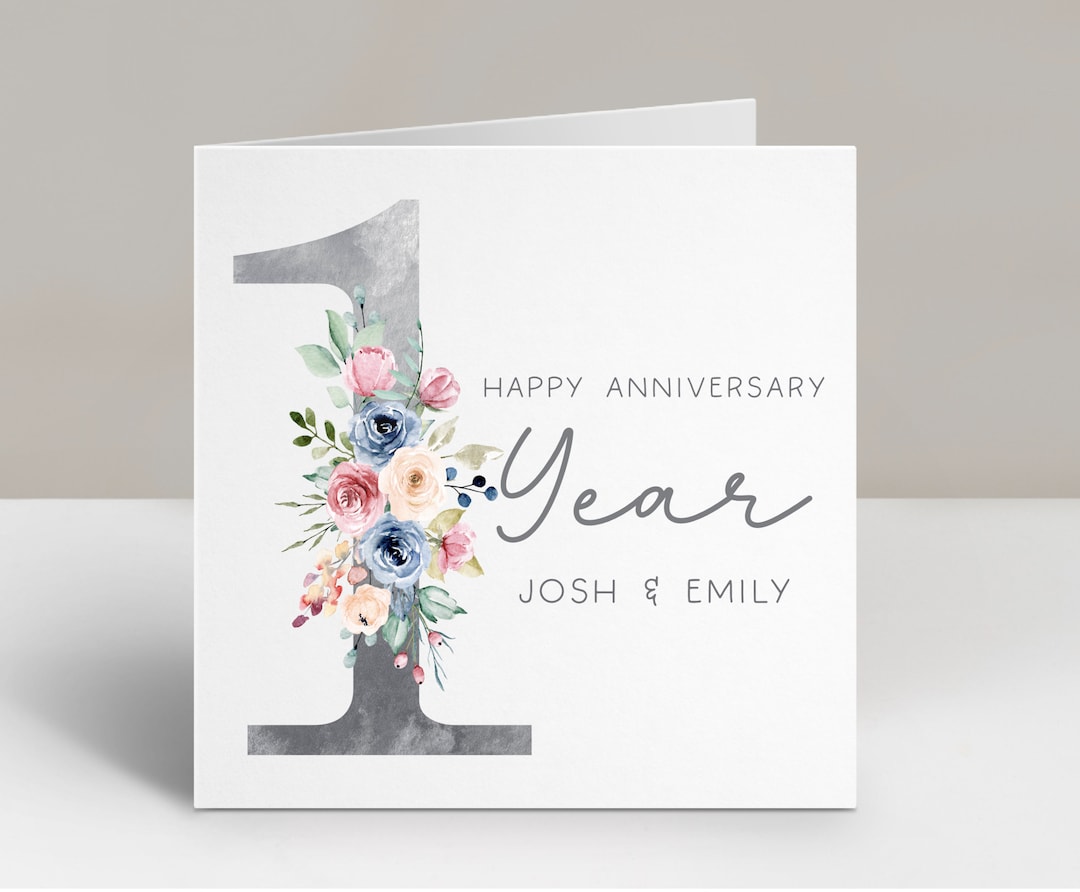 1st Year Anniversary Card Personalised One Year Paper Anniversary