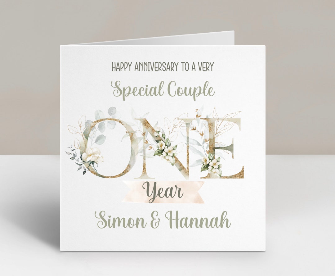 1st Year Anniversary Card for a Special Couple Personalised One Year