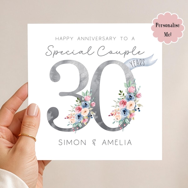 Personalised Pearl Anniversary Card: 30th Wedding Anniversary
