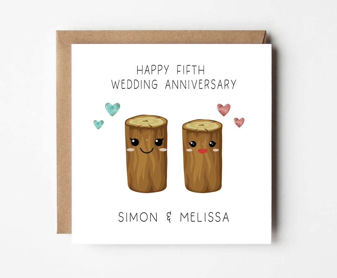 Personalized 5th Anniversary Card, Funny Wood Anniversary Gift - Etsy UK