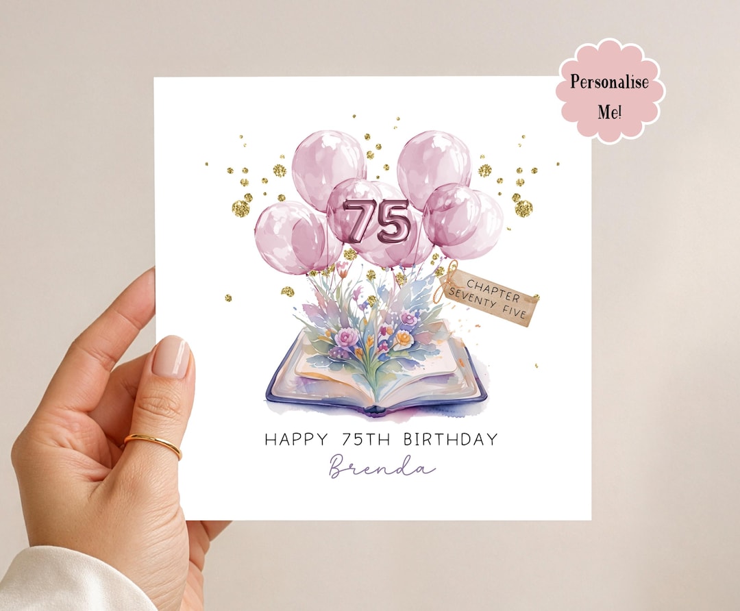 Personalised 75th Birthday Card for Her - Chapter Seventy Five - Book ...