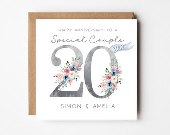 20 Year Anniversary Card Personalised - 20th Wedding Anniversary - China - 20 Years - Special Couple