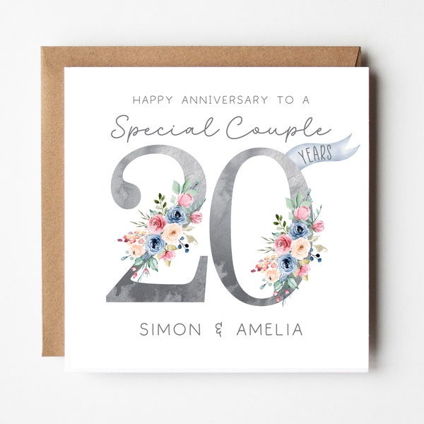 20 Year Anniversary Card Personalised - 20th Wedding Anniversary - China - 20 Years - Special Couple