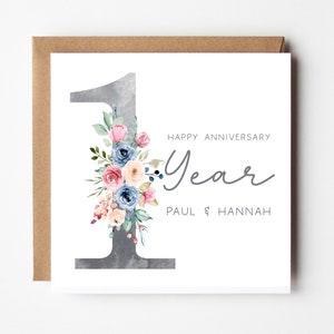 1st Year Anniversary Card Personalised - One Year - Paper Anniversary ...