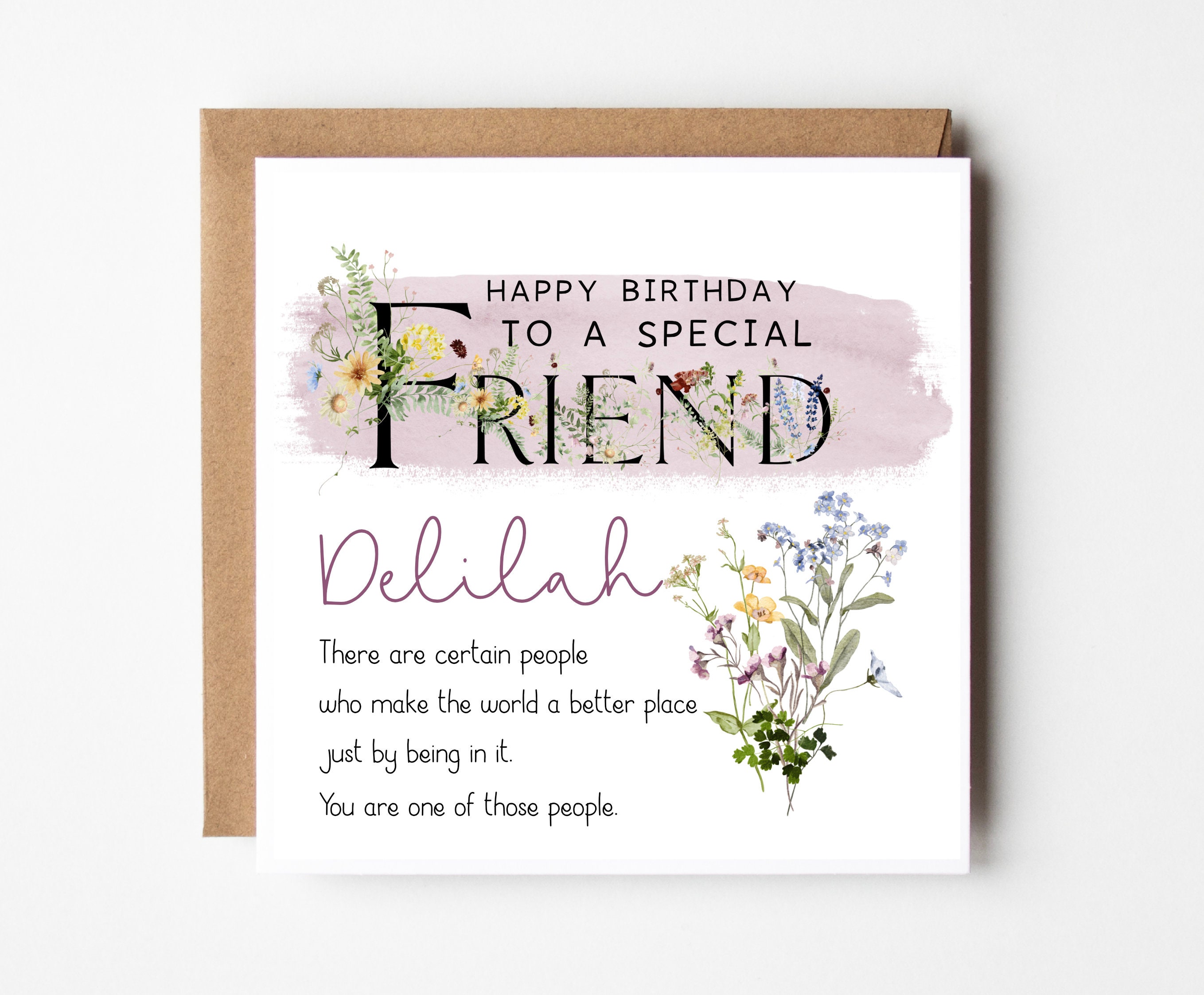 White Cotton Cards Geburtstagskarte 'Special Friend' – Handgefertigt, 22x22 Cm, Mit Blumen, Rosa