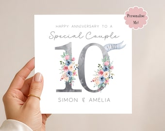 Personalised 10th Anniversary Card – Special Couple, Tin Anniversary