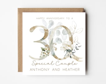Pearl 30 Year Anniversary Card Personalised - 30th Wedding Anniversary - Pearl Anniversary - 30 Years - Special Couple