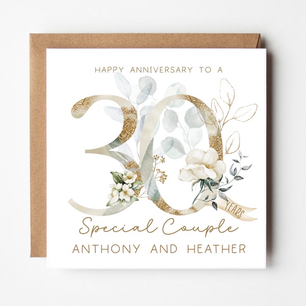 Pearl 30 Year Anniversary Card Personalised - 30th Wedding Anniversary - Pearl Anniversary - 30 Years - Special Couple