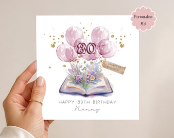 Personalised 80th Birthday Card For her - Chapter Eighty - Book lover - Chapter 80 -