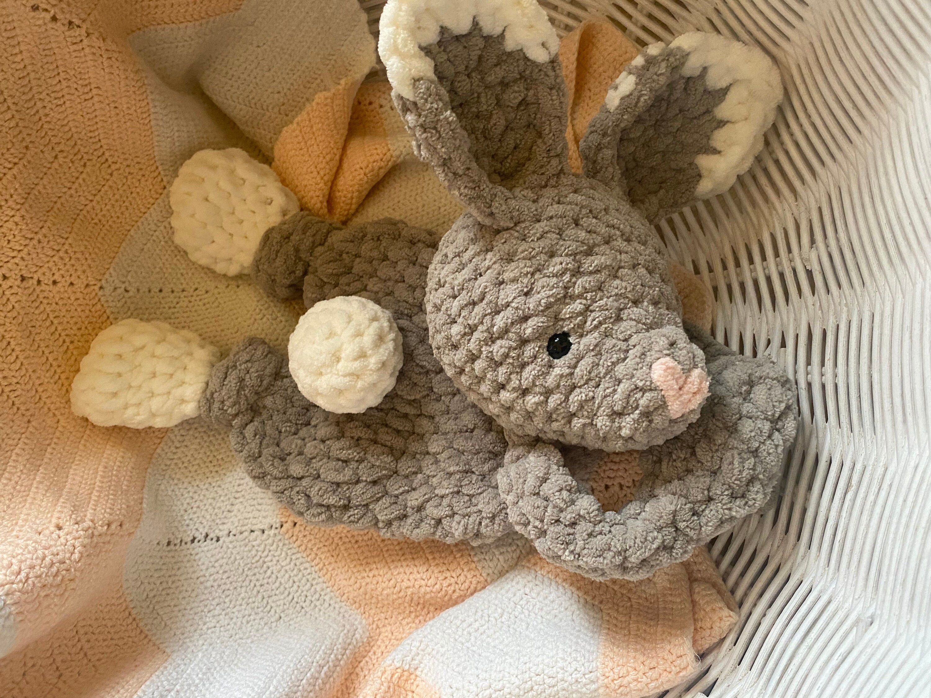 Crochet Knotted Bunny Lovey Bunny Lovey Lovey Knotted Lovey, Handmade