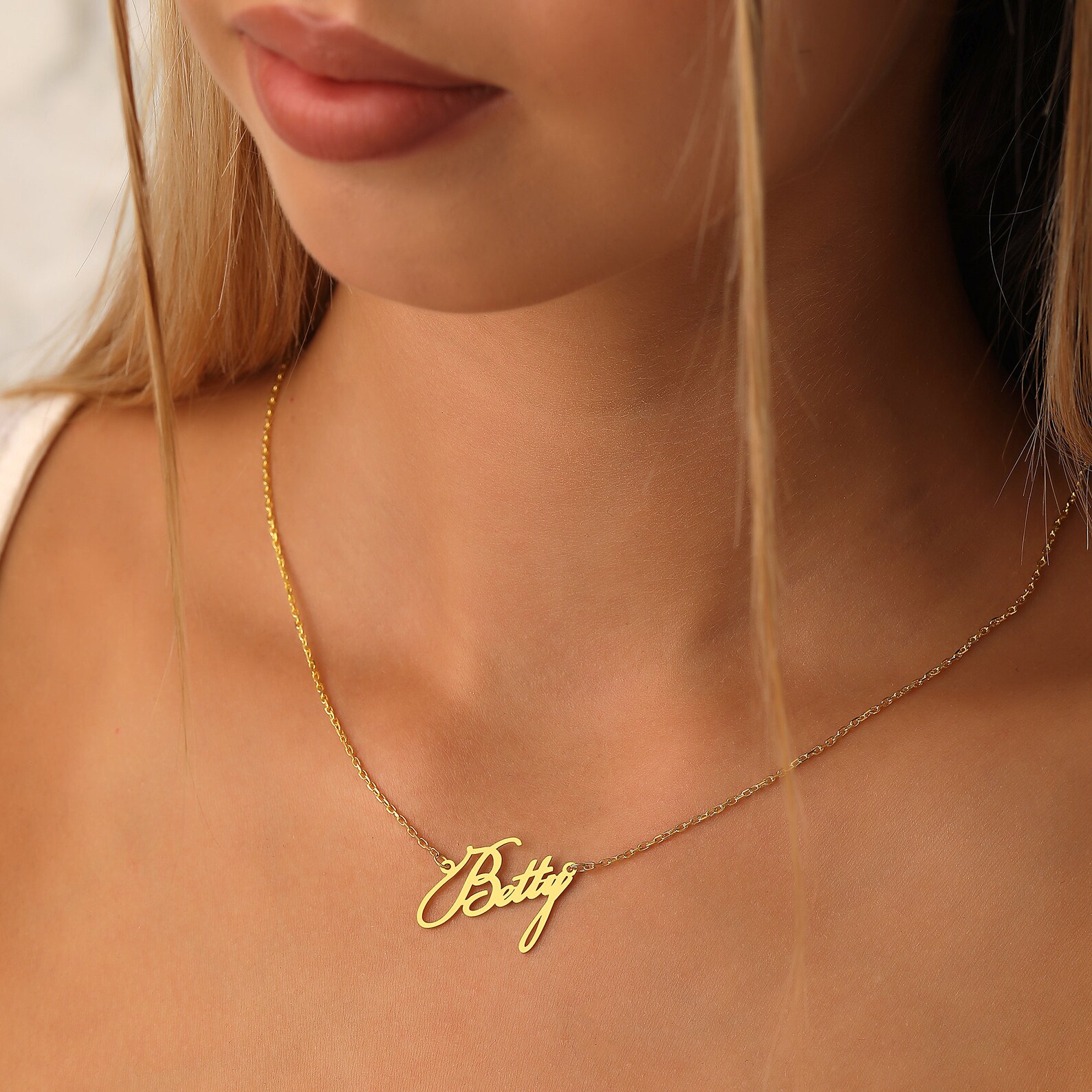 Personalized Gold Name Necklace Custom Gold Necklace Personalized Name