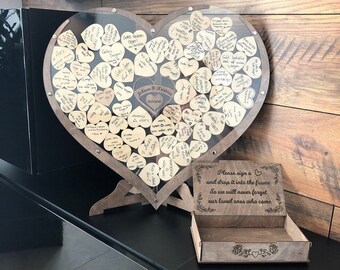 Personalized Heart Wedding Guest Book | Wooden Drop Box Boho | Guest Book Alternative | Unique Guest Book | Wedding Decor | Valentine Gift