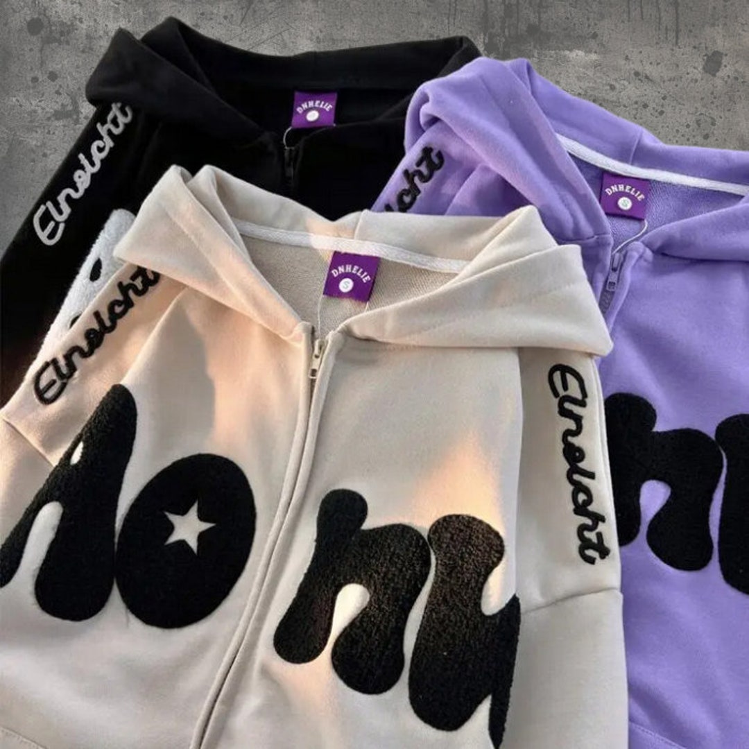 Trendy Letter Print Zipper Hoodie Jacket