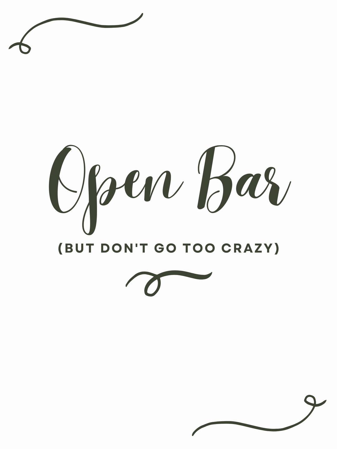 Wedding Bar Sign Open Bar Sign Wedding Sign Party Sign Etsy