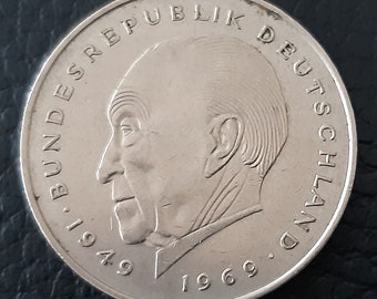 German 2 Mark 1987 G Konrad Adenauer