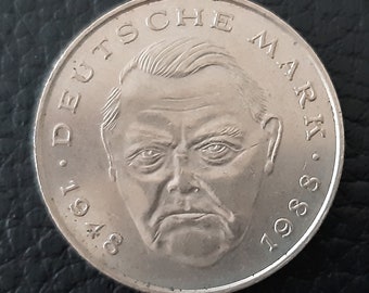 German 2 Mark 1988 J Ludwig Erhard - Etsy