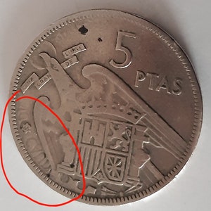 5 pesetas 1957*65 MINING ERROR